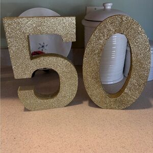 Gold Glitter 50th Anniversary Decor